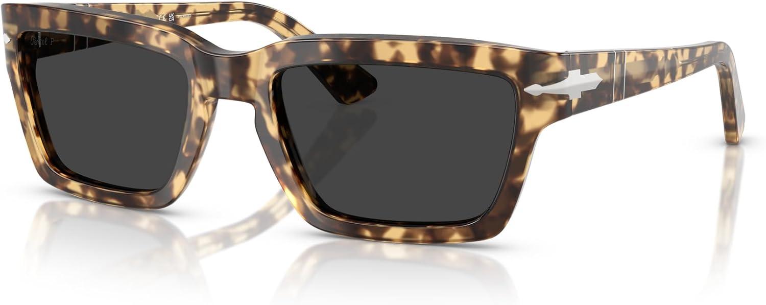 imagePersol Mens Po3363s Rectangular SunglassesBrown Beige TortoisePolarized Black