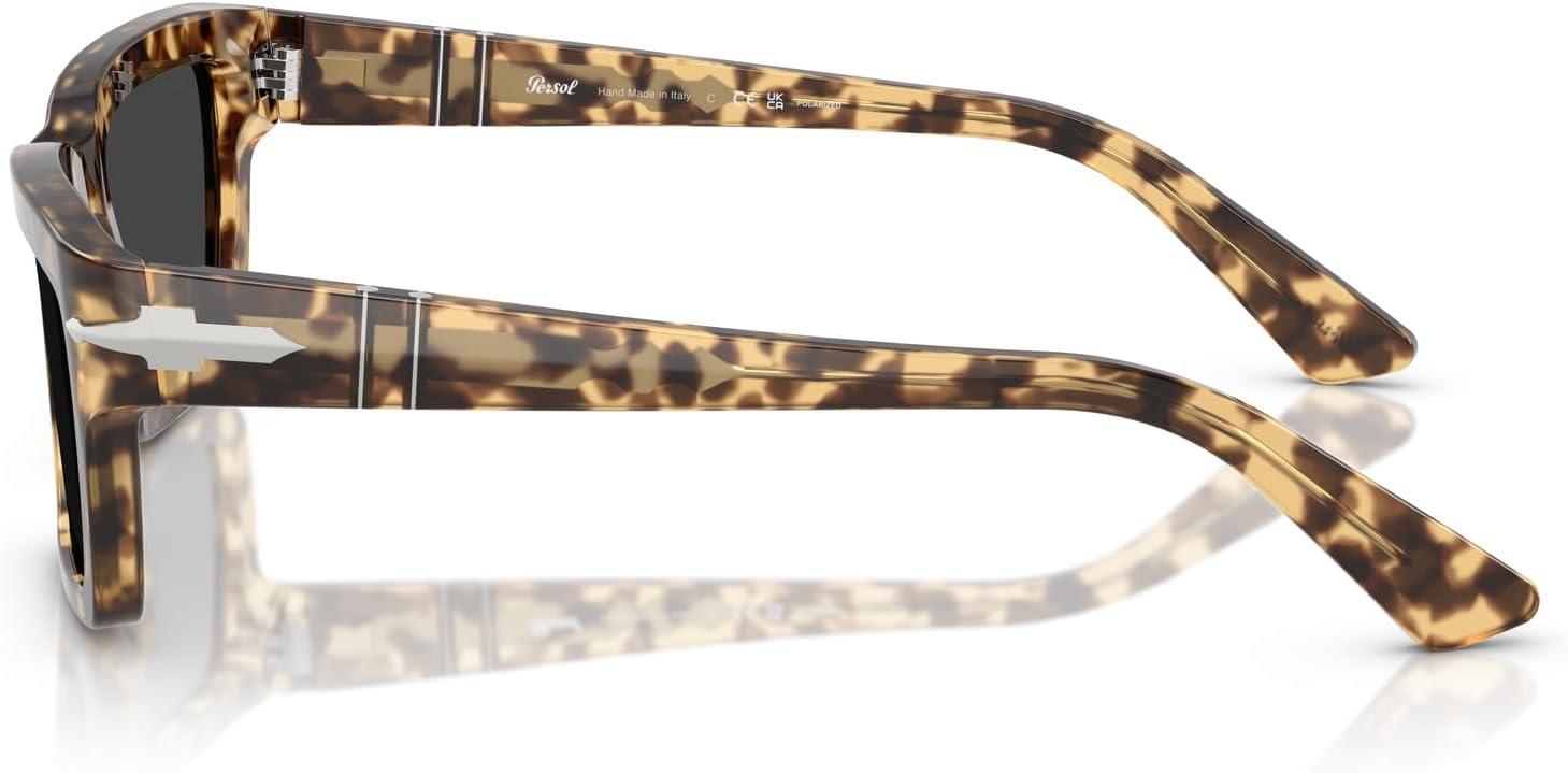 imagePersol Mens Po3363s Rectangular SunglassesBrown Beige TortoisePolarized Black