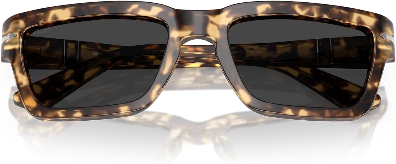 imagePersol Mens Po3363s Rectangular SunglassesBrown Beige TortoisePolarized Black