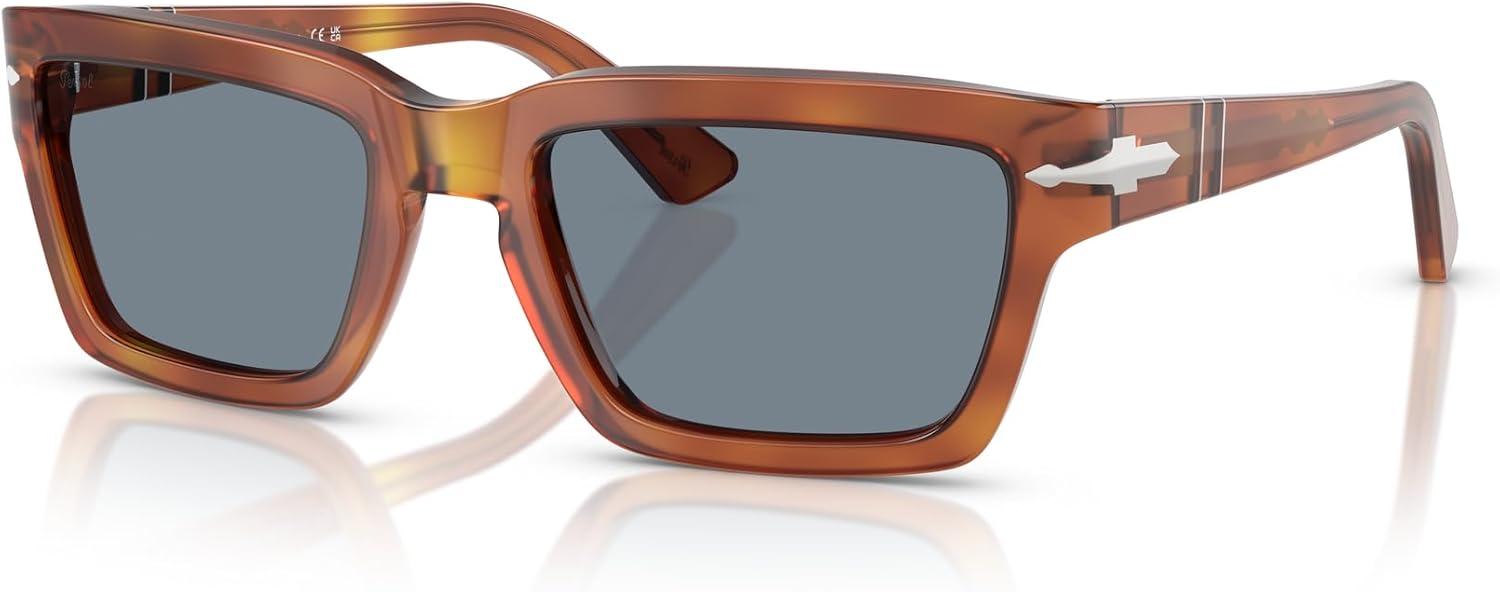 imagePersol Mens Po3363s Rectangular SunglassesTerra Di SienaBlue
