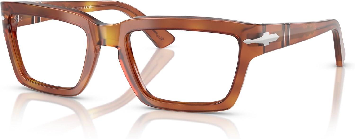 imagePersol Mens Po3363s Rectangular SunglassesTerra Di SienaTransition Clear to Green