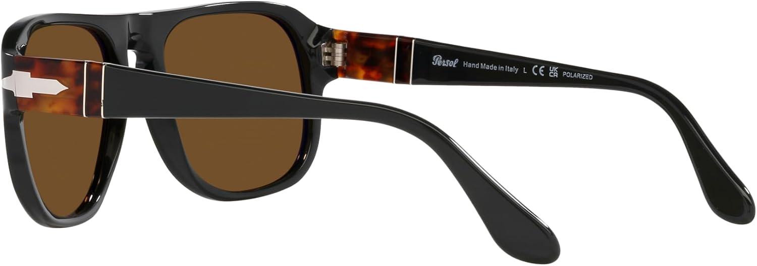 imagePersol Unisex Po3310s Aviator SunglassesMatte Dark GreenPolarized Brown