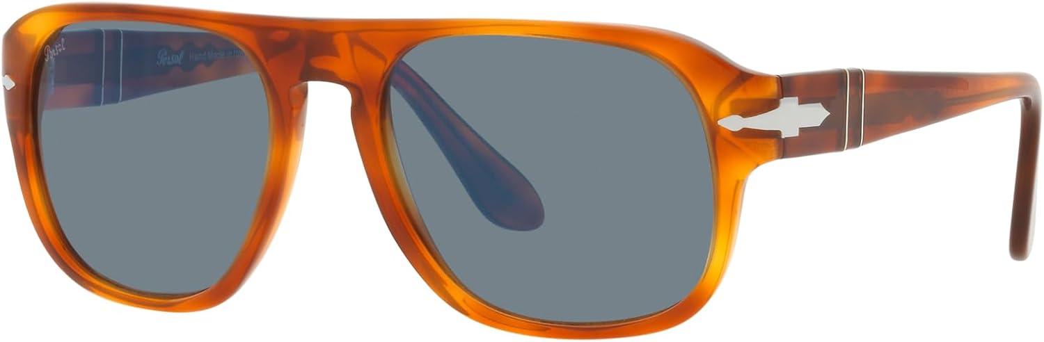 imagePersol Unisex Po3310s Aviator SunglassesTerra Di SienaLight Blue