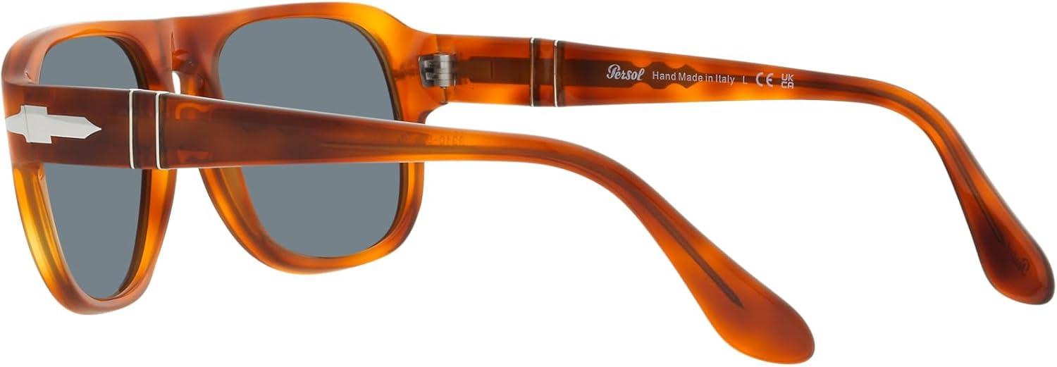 imagePersol Unisex Po3310s Aviator SunglassesTerra Di SienaLight Blue