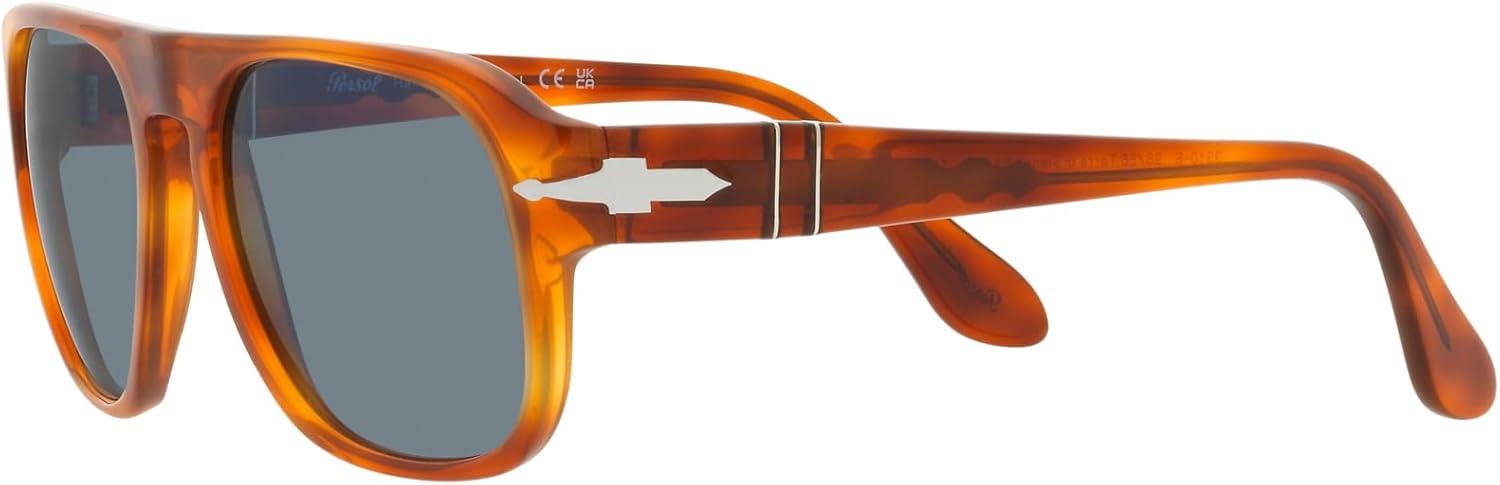 imagePersol Unisex Po3310s Aviator SunglassesTerra Di SienaLight Blue