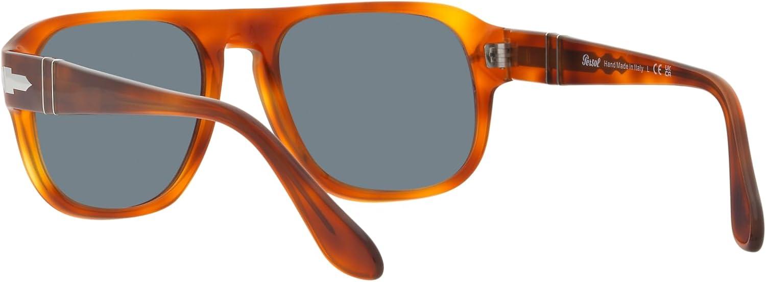 imagePersol Unisex Po3310s Aviator SunglassesTerra Di SienaLight Blue