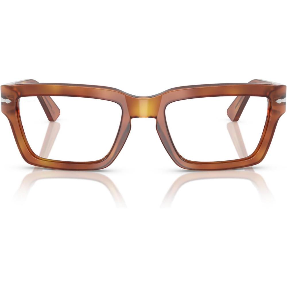 imagePersol Mens Po3363s Rectangular SunglassesTerra Di SienaTransition Clear to Green