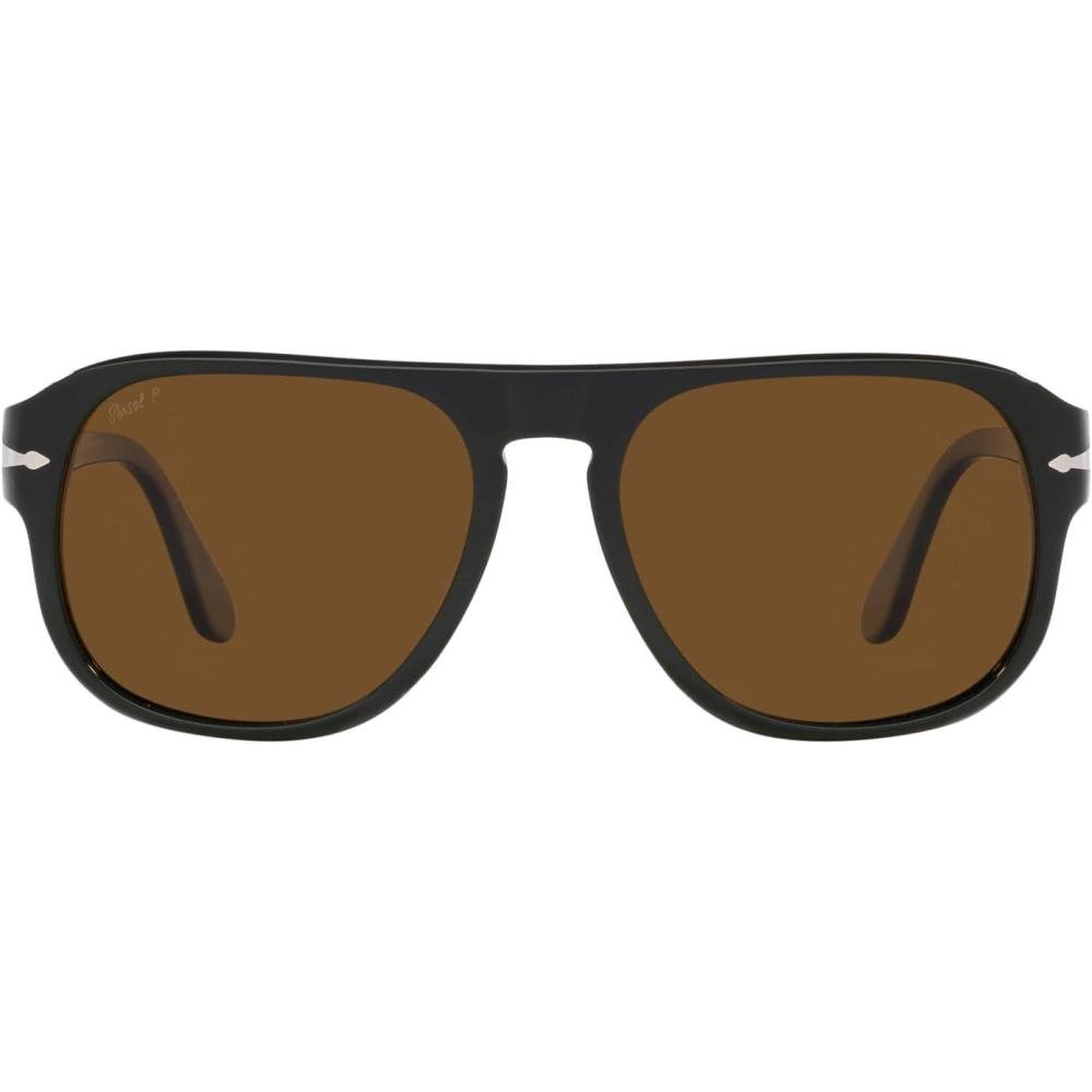 imagePersol Unisex Po3310s Aviator SunglassesMatte Dark GreenPolarized Brown