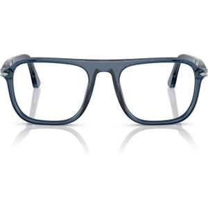 imagePersol Unisex Po3359v Jacques Square Prescription Eyewear FramesTransparent Blue DenimDemo Lens