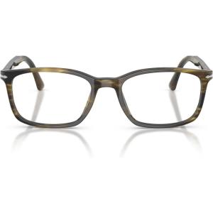 imagePersol Po3189v Rectangular Prescription Eyewear FramesStriped Black and OliveDemo Lens