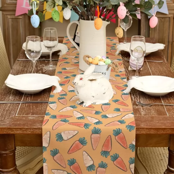 ARKENY Easter Table Runner 13x72 Inches Carrot Spring Holiday Farmhouse Orange Burlap Indoor Table Decorations for Home AT55572