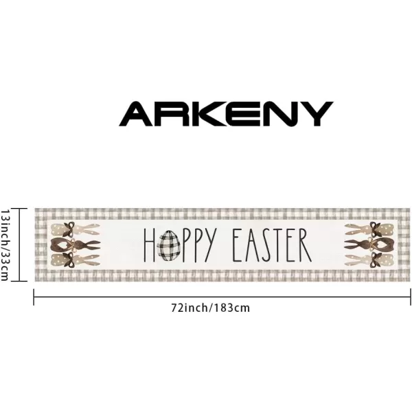 ARKENY Happy Easter Table Runner 13x72 Inches Bunny Rabbit Spring Holiday Farmhouse Burlap Buffalo Plaid Indoor Table Decorations for Home AT38172