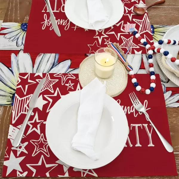 ARKENY 4th of July Decorations Red Star Placemats 12x18 Inches Memorial Day Patriotic Sweet Land of Liberty Sign Place mats Independence Day Decor AP27618ARKENY 4th of July Decorations Red Star Placemats 12x18 Inches Memorial Day Patriotic Sweet Land of Liberty Sign Place mats Independence Day Decor AP27618