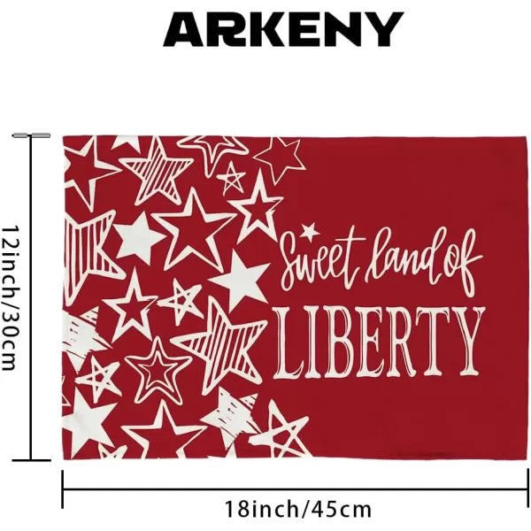 ARKENY 4th of July Decorations Red Star Placemats 12x18 Inches Memorial Day Patriotic Sweet Land of Liberty Sign Place mats Independence Day Decor AP27618ARKENY 4th of July Decorations Red Star Placemats 12x18 Inches Memorial Day Patriotic Sweet Land of Liberty Sign Place mats Independence Day Decor AP27618