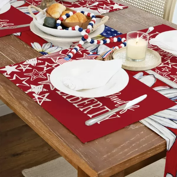 ARKENY 4th of July Decorations Red Star Placemats 12x18 Inches Memorial Day Patriotic Sweet Land of Liberty Sign Place mats Independence Day Decor AP27618ARKENY 4th of July Decorations Red Star Placemats 12x18 Inches Memorial Day Patriotic Sweet Land of Liberty Sign Place mats Independence Day Decor AP27618