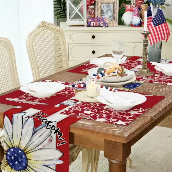 ARKENY 4th of July Decorations Red Star Placemats 12x18 Inches Memorial Day Patriotic Sweet Land of Liberty Sign Place mats Independence Day Decor AP27618ARKENY 4th of July Decorations Red Star Placemats 12x18 Inches Memorial Day Patriotic Sweet Land of Liberty Sign Place mats Independence Day Decor AP27618