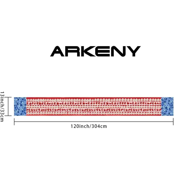 ARKENY 4th of July Memorial Day Placemats 12x18 Inches Set of 4 American Flag Floral Holiday Farmhouse Red Blue Burlap Indoor Patriotic Independence Table Mats Decor for Home Party AP6174Red