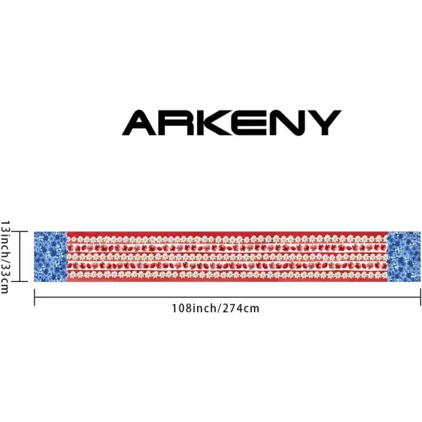 ARKENY 4th of July Memorial Day Placemats 12x18 Inches Set of 4 American Flag Floral Holiday Farmhouse Red Blue Burlap Indoor Patriotic Independence Table Mats Decor for Home Party AP6174Red
