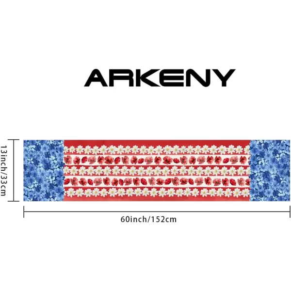 ARKENY 4th of July Memorial Day Placemats 12x18 Inches Set of 4 American Flag Floral Holiday Farmhouse Red Blue Burlap Indoor Patriotic Independence Table Mats Decor for Home Party AP6174Red