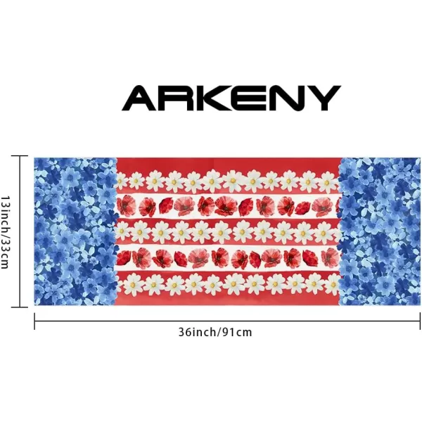 ARKENY 4th of July Memorial Day Placemats 12x18 Inches Set of 4 American Flag Floral Holiday Farmhouse Red Blue Burlap Indoor Patriotic Independence Table Mats Decor for Home Party AP6174Red