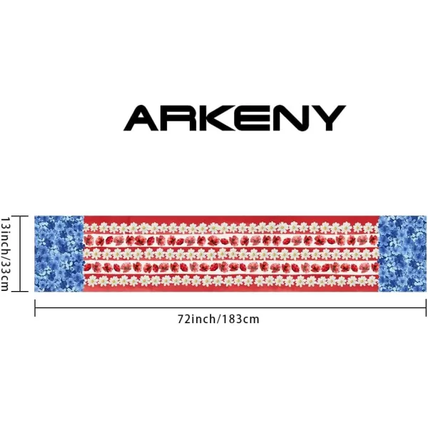 ARKENY 4th of July Memorial Day Placemats 12x18 Inches Set of 4 American Flag Floral Holiday Farmhouse Red Blue Burlap Indoor Patriotic Independence Table Mats Decor for Home Party AP6174Red