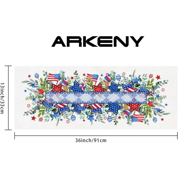 ARKENY 4th of July Memorial Day Placemats 12x18 Inches Set of 4 Eucalyptus Leaves American Flag Floral Holiday Farmhouse Burlap Indoor Patriotic Independence Table Mats Decor for Home AP6154Offwhite