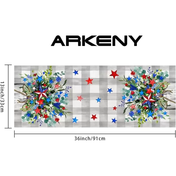 ARKENY 4th of July Memorial Day Placemats 12x18 Inches Set of 4 Eucalyptus Star Floral Holiday Farmhouse Burlap Indoor Patriotic Independence Table Mats Decor for Home Party AP6224Grey