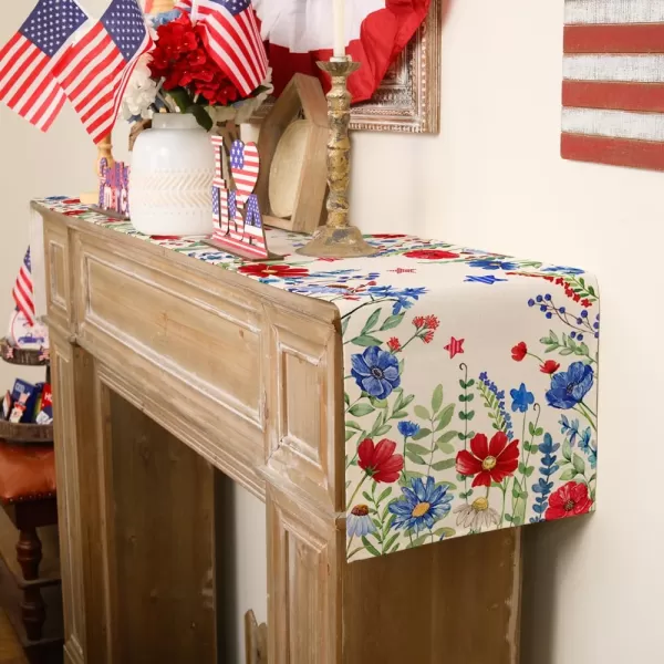 ARKENY 4th of July Memorial Day Placemats 12x18 Inches Set of 4 Floral Eucalyptus Leaves Holiday Farmhouse Burlap Indoor Patriotic Independence Table Mats Decor for Home Party AP6134Offwhite