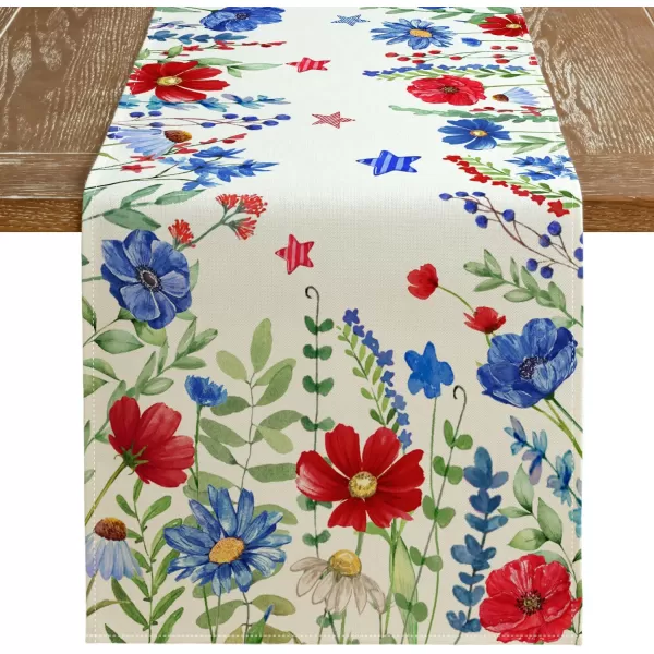 ARKENY 4th of July Memorial Day Placemats 12x18 Inches Set of 4 Floral Eucalyptus Leaves Holiday Farmhouse Burlap Indoor Patriotic Independence Table Mats Decor for Home Party AP6134Offwhite