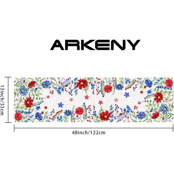 ARKENY 4th of July Memorial Day Placemats 12x18 Inches Set of 4 Floral Eucalyptus Leaves Holiday Farmhouse Burlap Indoor Patriotic Independence Table Mats Decor for Home Party AP6134Offwhite