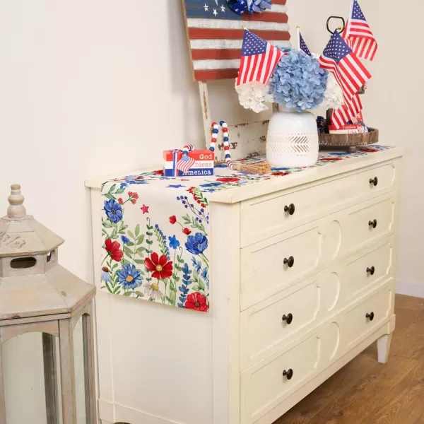 ARKENY 4th of July Memorial Day Placemats 12x18 Inches Set of 4 Floral Eucalyptus Leaves Holiday Farmhouse Burlap Indoor Patriotic Independence Table Mats Decor for Home Party AP6134Offwhite