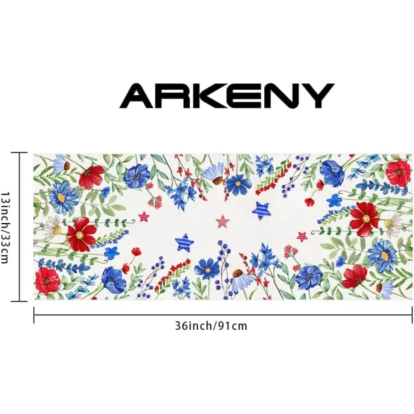 ARKENY 4th of July Memorial Day Placemats 12x18 Inches Set of 4 Floral Eucalyptus Leaves Holiday Farmhouse Burlap Indoor Patriotic Independence Table Mats Decor for Home Party AP6134Offwhite