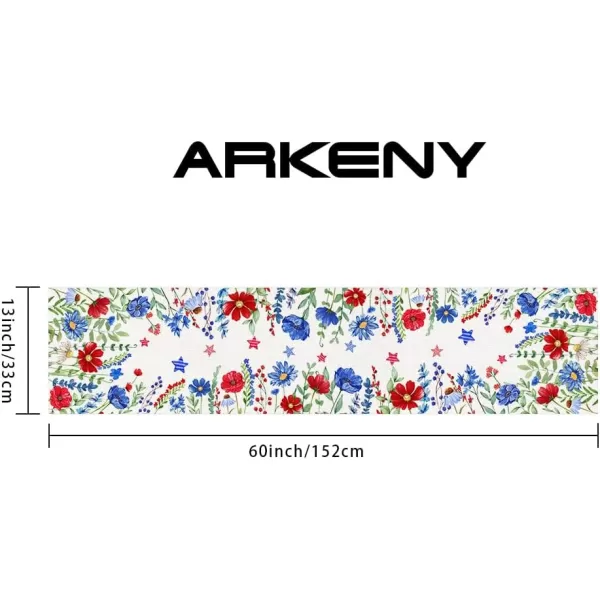 ARKENY 4th of July Memorial Day Placemats 12x18 Inches Set of 4 Floral Eucalyptus Leaves Holiday Farmhouse Burlap Indoor Patriotic Independence Table Mats Decor for Home Party AP6134Offwhite
