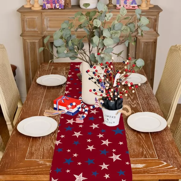 ARKENY 4th of July Memorial Day Placemats 12x18 Inches Set of 4 Freedom Stars Firework Holiday Farmhouse Burlap Indoor Patriotic Independence Table Mats Decor for Home Party AP6124Red