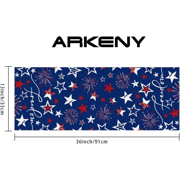 ARKENY 4th of July Memorial Day Placemats 12x18 Inches Set of 4 Freedom Stars Firework Holiday Farmhouse Burlap Indoor Patriotic Independence Table Mats Decor for Home Party AP6124Blue