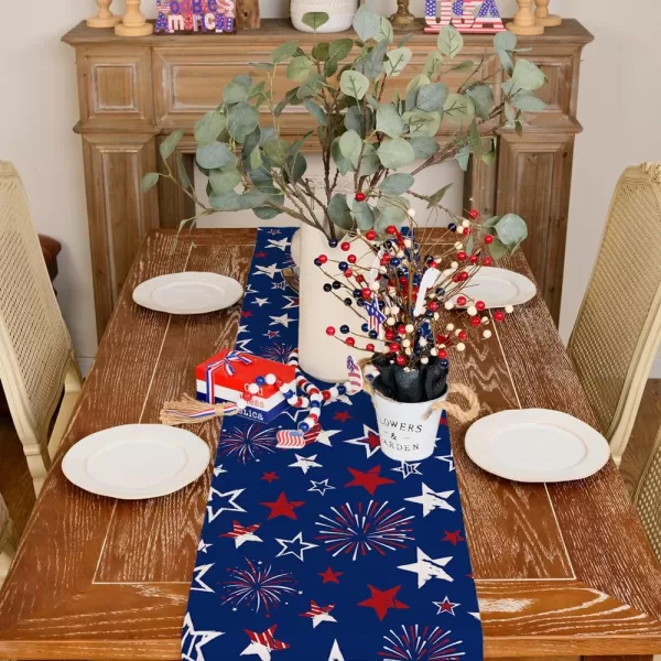 ARKENY 4th of July Memorial Day Placemats 12x18 Inches Set of 4 Freedom Stars Firework Holiday Farmhouse Burlap Indoor Patriotic Independence Table Mats Decor for Home Party AP6124Blue