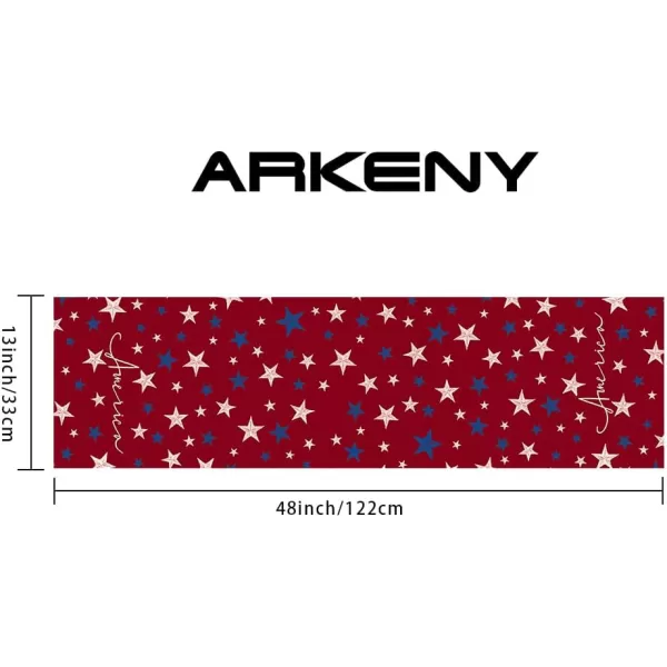 ARKENY 4th of July Memorial Day Placemats 12x18 Inches Set of 4 Freedom Stars Firework Holiday Farmhouse Burlap Indoor Patriotic Independence Table Mats Decor for Home Party AP6124Red