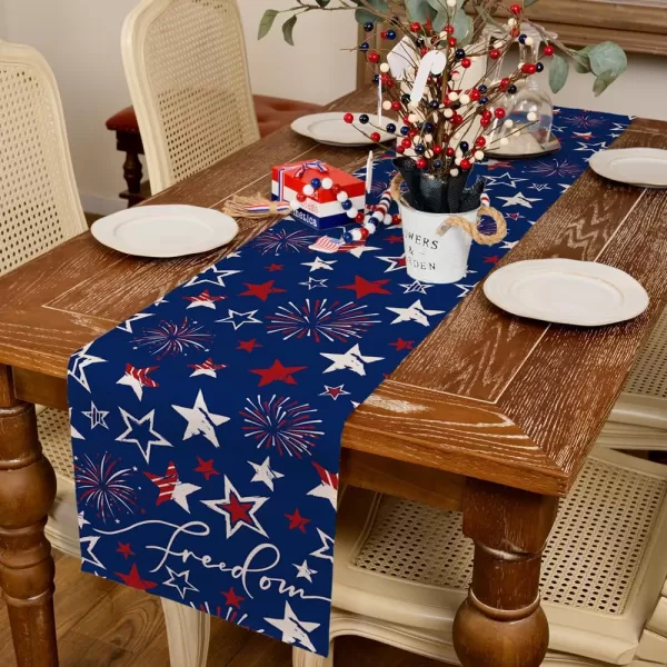 ARKENY 4th of July Memorial Day Placemats 12x18 Inches Set of 4 Freedom Stars Firework Holiday Farmhouse Burlap Indoor Patriotic Independence Table Mats Decor for Home Party AP6124Blue