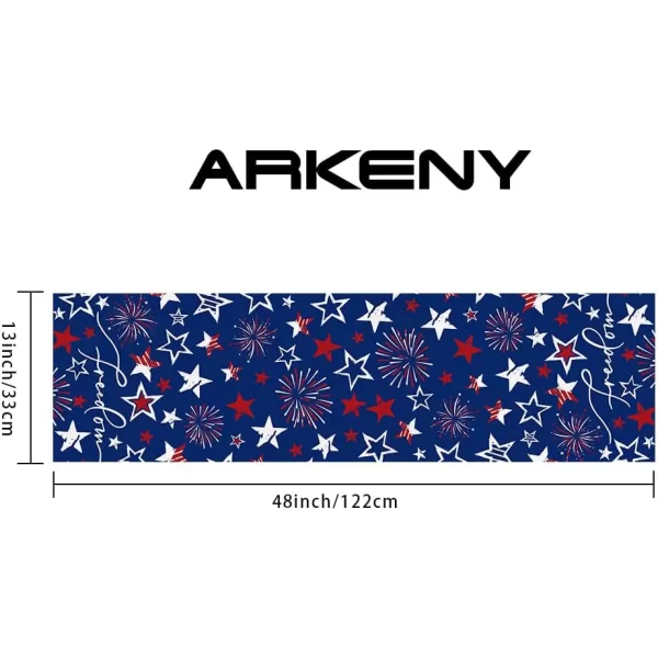 ARKENY 4th of July Memorial Day Placemats 12x18 Inches Set of 4 Freedom Stars Firework Holiday Farmhouse Burlap Indoor Patriotic Independence Table Mats Decor for Home Party AP6124Blue