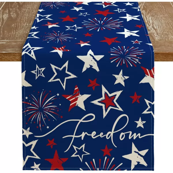 ARKENY 4th of July Memorial Day Placemats 12x18 Inches Set of 4 Freedom Stars Firework Holiday Farmhouse Burlap Indoor Patriotic Independence Table Mats Decor for Home Party AP6124Blue