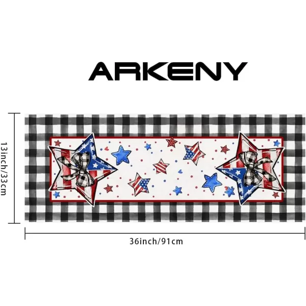 ARKENY 4th of July Memorial Day Placemats 12x18 Inches Set of 4 Star American Flag Holiday Farmhouse Buffalo Plaid Burlap Indoor Patriotic Independence Table Mats Decor for Home Party AP6164Buffalo Plaid