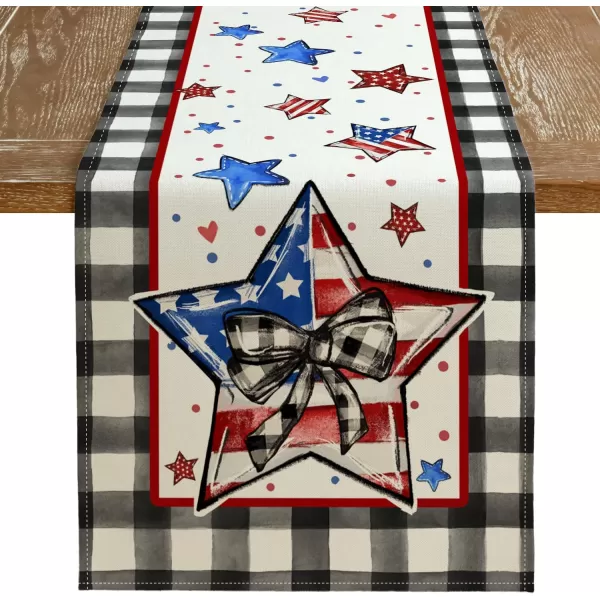 ARKENY 4th of July Memorial Day Placemats 12x18 Inches Set of 4 Star American Flag Holiday Farmhouse Buffalo Plaid Burlap Indoor Patriotic Independence Table Mats Decor for Home Party AP6164Buffalo Plaid