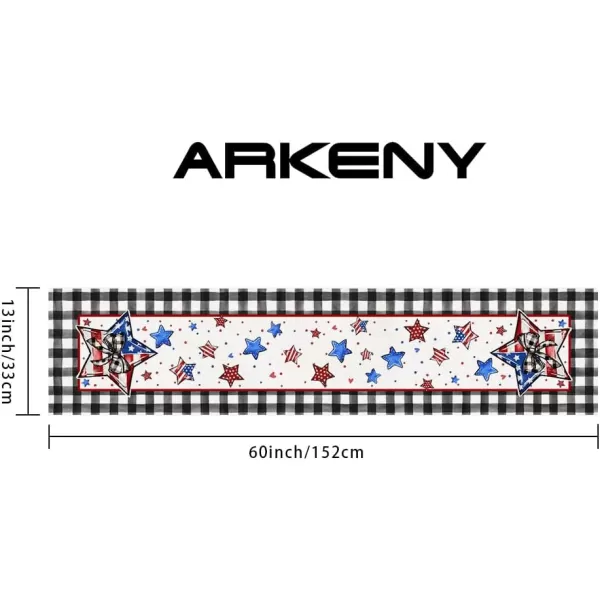 ARKENY 4th of July Memorial Day Placemats 12x18 Inches Set of 4 Star American Flag Holiday Farmhouse Buffalo Plaid Burlap Indoor Patriotic Independence Table Mats Decor for Home Party AP6164Buffalo Plaid