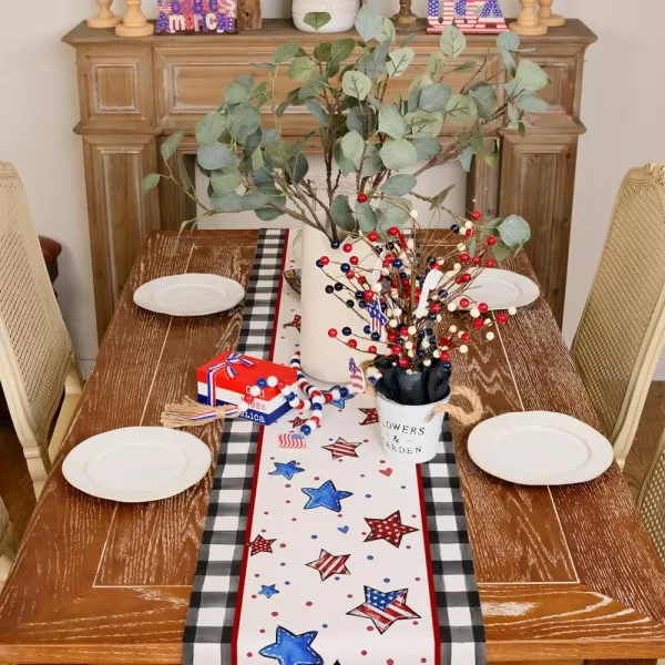 ARKENY 4th of July Memorial Day Placemats 12x18 Inches Set of 4 Star American Flag Holiday Farmhouse Buffalo Plaid Burlap Indoor Patriotic Independence Table Mats Decor for Home Party AP6164Buffalo Plaid