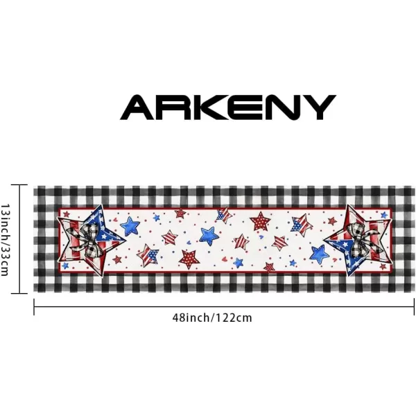 ARKENY 4th of July Memorial Day Placemats 12x18 Inches Set of 4 Star American Flag Holiday Farmhouse Buffalo Plaid Burlap Indoor Patriotic Independence Table Mats Decor for Home Party AP6164Buffalo Plaid