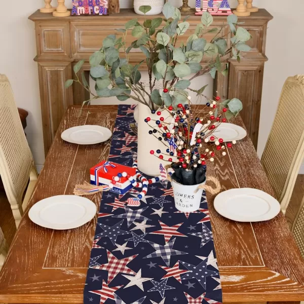 ARKENY 4th of July Memorial Day Placemats 12x18 Inches Set of 4 Star American Flag Holiday Farmhouse Burlap Indoor Kitchen Dining Patriotic Independence Table Mats Decor for Home Party AP6204Blue