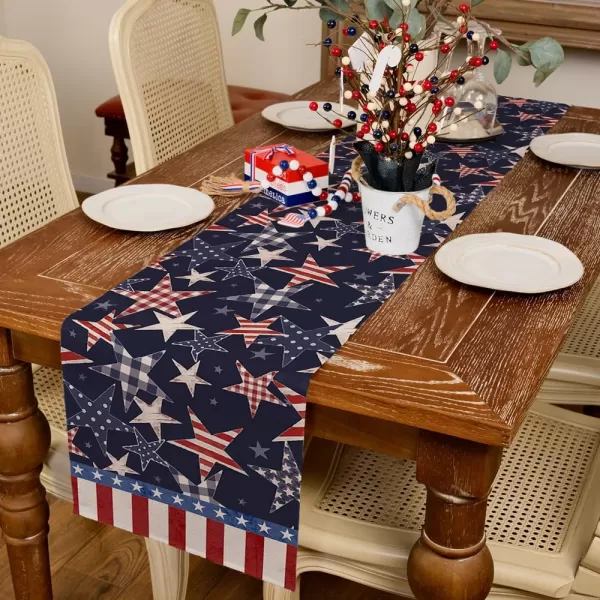 ARKENY 4th of July Memorial Day Placemats 12x18 Inches Set of 4 Star American Flag Holiday Farmhouse Burlap Indoor Kitchen Dining Patriotic Independence Table Mats Decor for Home Party AP6204Blue