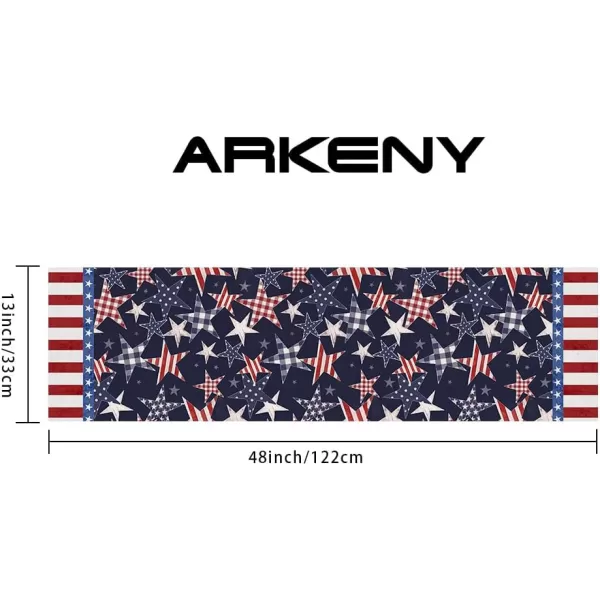 ARKENY 4th of July Memorial Day Placemats 12x18 Inches Set of 4 Star American Flag Holiday Farmhouse Burlap Indoor Kitchen Dining Patriotic Independence Table Mats Decor for Home Party AP6204Blue