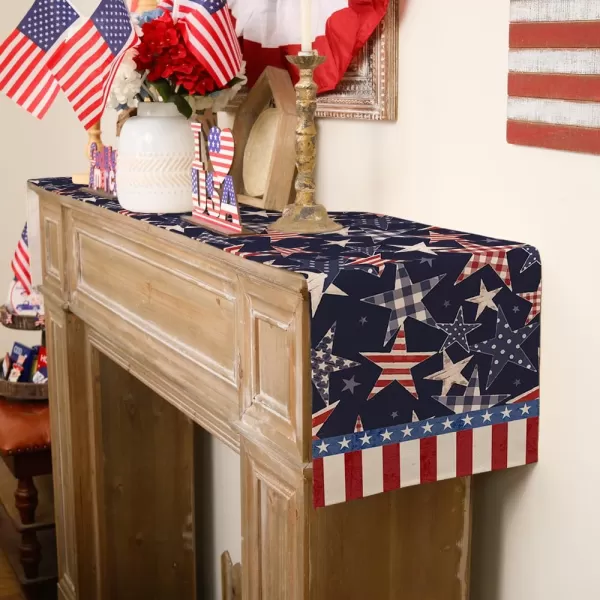 ARKENY 4th of July Memorial Day Placemats 12x18 Inches Set of 4 Star American Flag Holiday Farmhouse Burlap Indoor Kitchen Dining Patriotic Independence Table Mats Decor for Home Party AP6204Blue