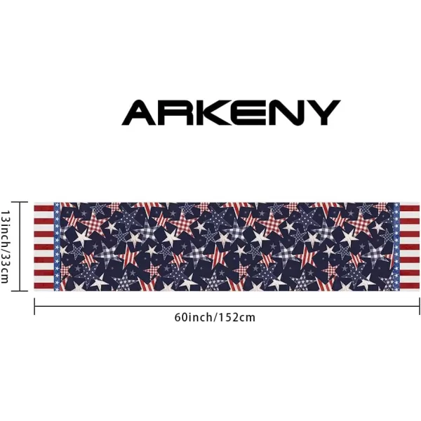 ARKENY 4th of July Memorial Day Placemats 12x18 Inches Set of 4 Star American Flag Holiday Farmhouse Burlap Indoor Kitchen Dining Patriotic Independence Table Mats Decor for Home Party AP6204Blue